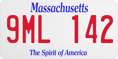 MA license plate 9ML142