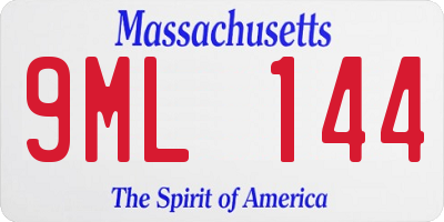 MA license plate 9ML144