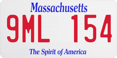 MA license plate 9ML154