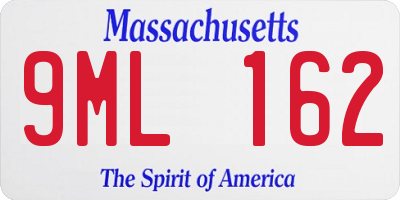 MA license plate 9ML162