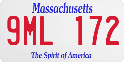 MA license plate 9ML172