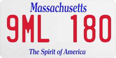 MA license plate 9ML180