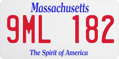 MA license plate 9ML182