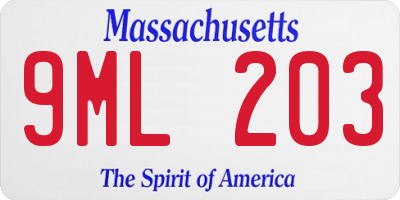 MA license plate 9ML203