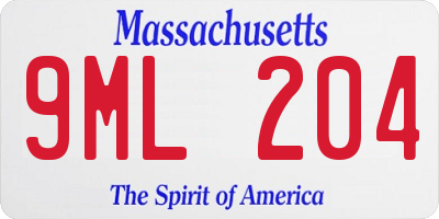 MA license plate 9ML204