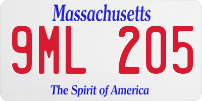 MA license plate 9ML205
