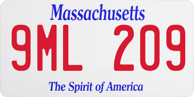 MA license plate 9ML209