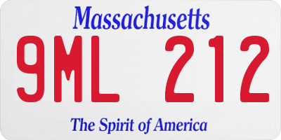 MA license plate 9ML212