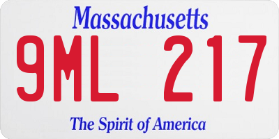 MA license plate 9ML217