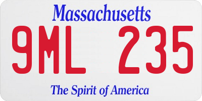 MA license plate 9ML235