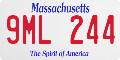 MA license plate 9ML244