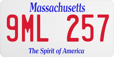 MA license plate 9ML257