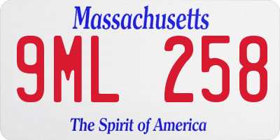 MA license plate 9ML258