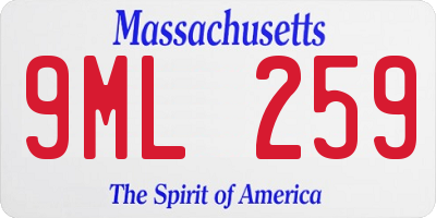 MA license plate 9ML259
