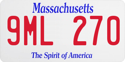 MA license plate 9ML270