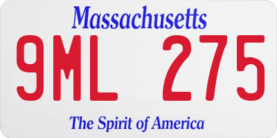 MA license plate 9ML275