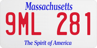 MA license plate 9ML281