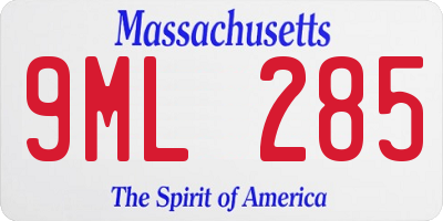 MA license plate 9ML285