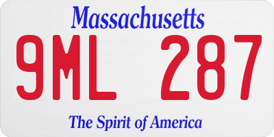 MA license plate 9ML287