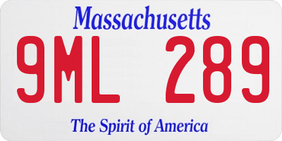 MA license plate 9ML289