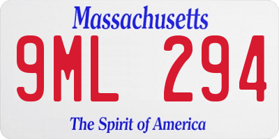 MA license plate 9ML294