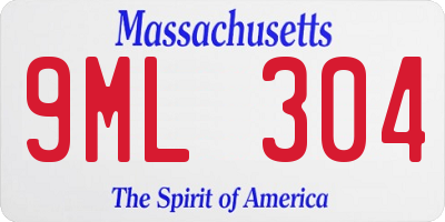 MA license plate 9ML304