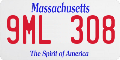 MA license plate 9ML308