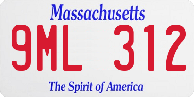 MA license plate 9ML312