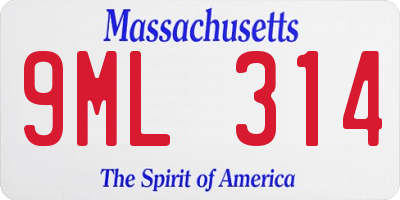 MA license plate 9ML314