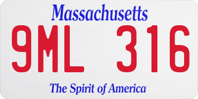MA license plate 9ML316