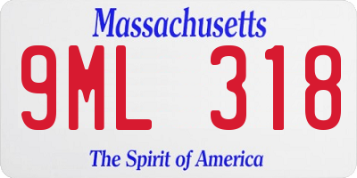 MA license plate 9ML318