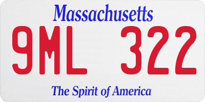 MA license plate 9ML322