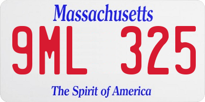 MA license plate 9ML325
