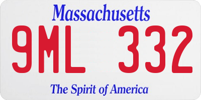 MA license plate 9ML332
