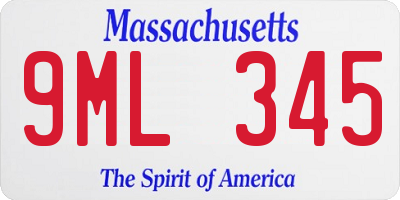 MA license plate 9ML345
