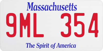 MA license plate 9ML354