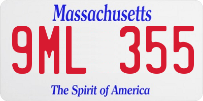 MA license plate 9ML355