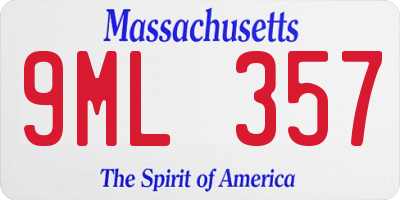 MA license plate 9ML357