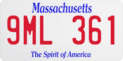 MA license plate 9ML361