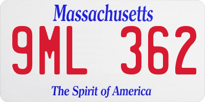 MA license plate 9ML362