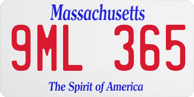 MA license plate 9ML365