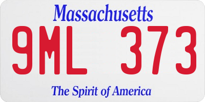 MA license plate 9ML373