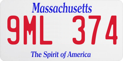 MA license plate 9ML374