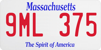 MA license plate 9ML375
