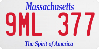 MA license plate 9ML377