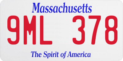 MA license plate 9ML378