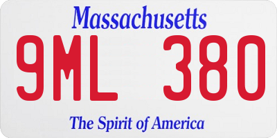 MA license plate 9ML380