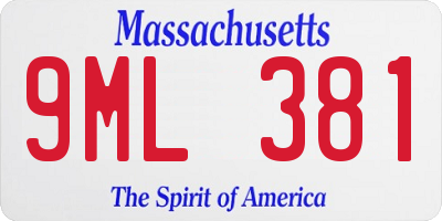 MA license plate 9ML381