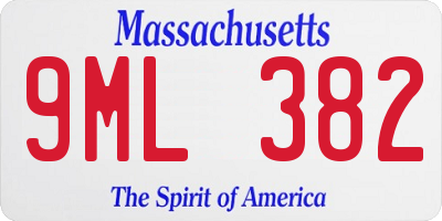 MA license plate 9ML382