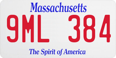 MA license plate 9ML384